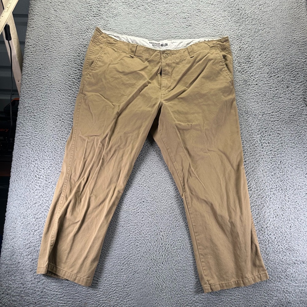 Old Navy Broken-In Pant Mens 46x30 Brown Cotton Khakis Straight Workwear Utility